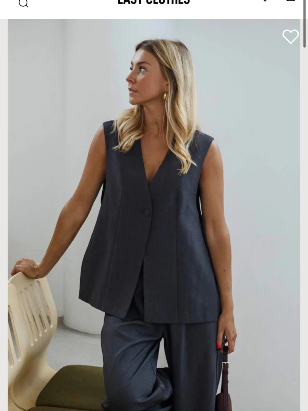 Easy Clothes Sleeveless V-Neck Tailored Vest and Matching Pants - Grey